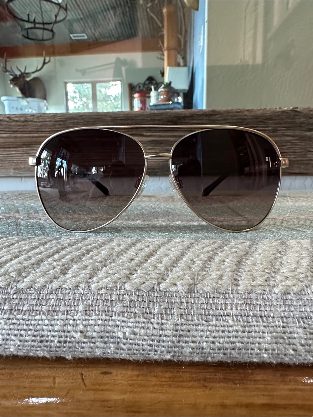 Quay Australia Gold Aviator Sunglasses with Dark Gradient Lenses